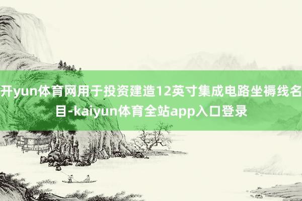 开yun体育网用于投资建造12英寸集成电路坐褥线名目-kaiyun体育全站app入口登录